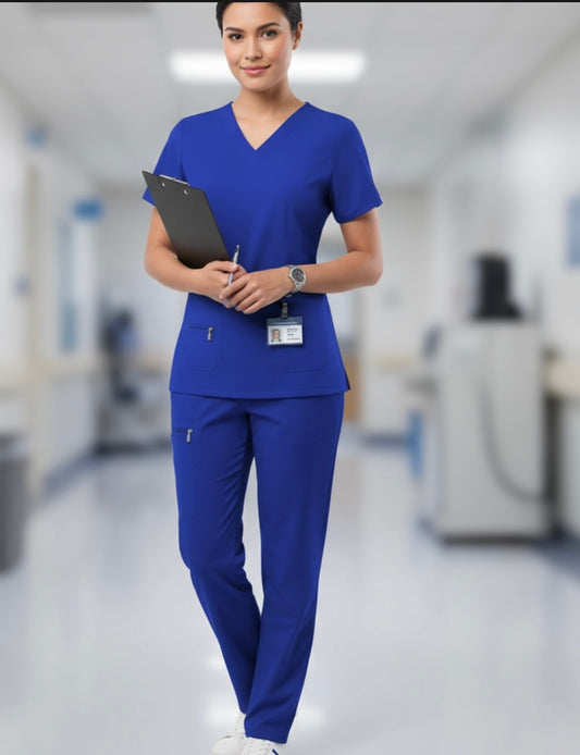 V Neck and Straight Leg Scrub Set