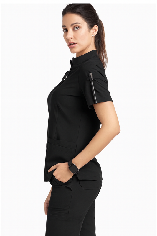 Zip-Neck Straight Leg Scrub Set